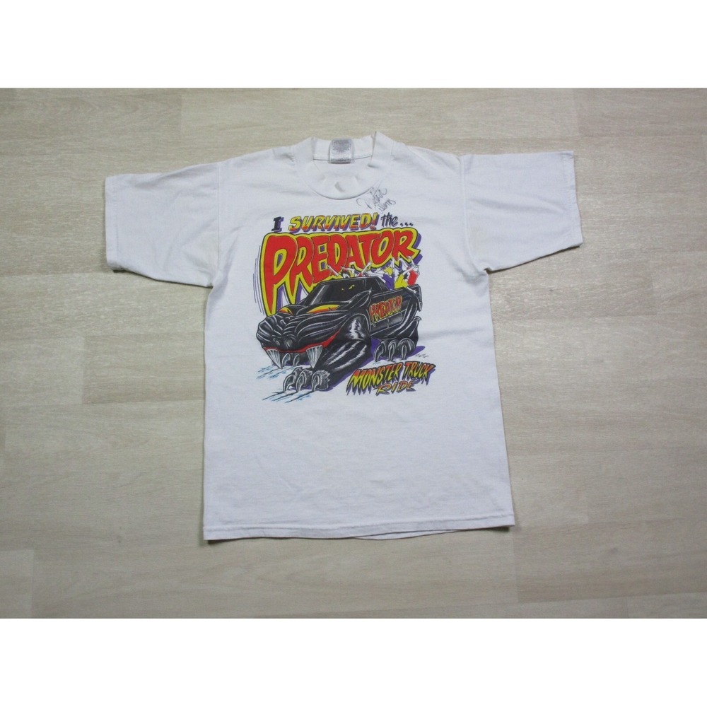 Vintage Predator Monster Truck Ride Racing T Shirt Men's (S) Y2K Autographed